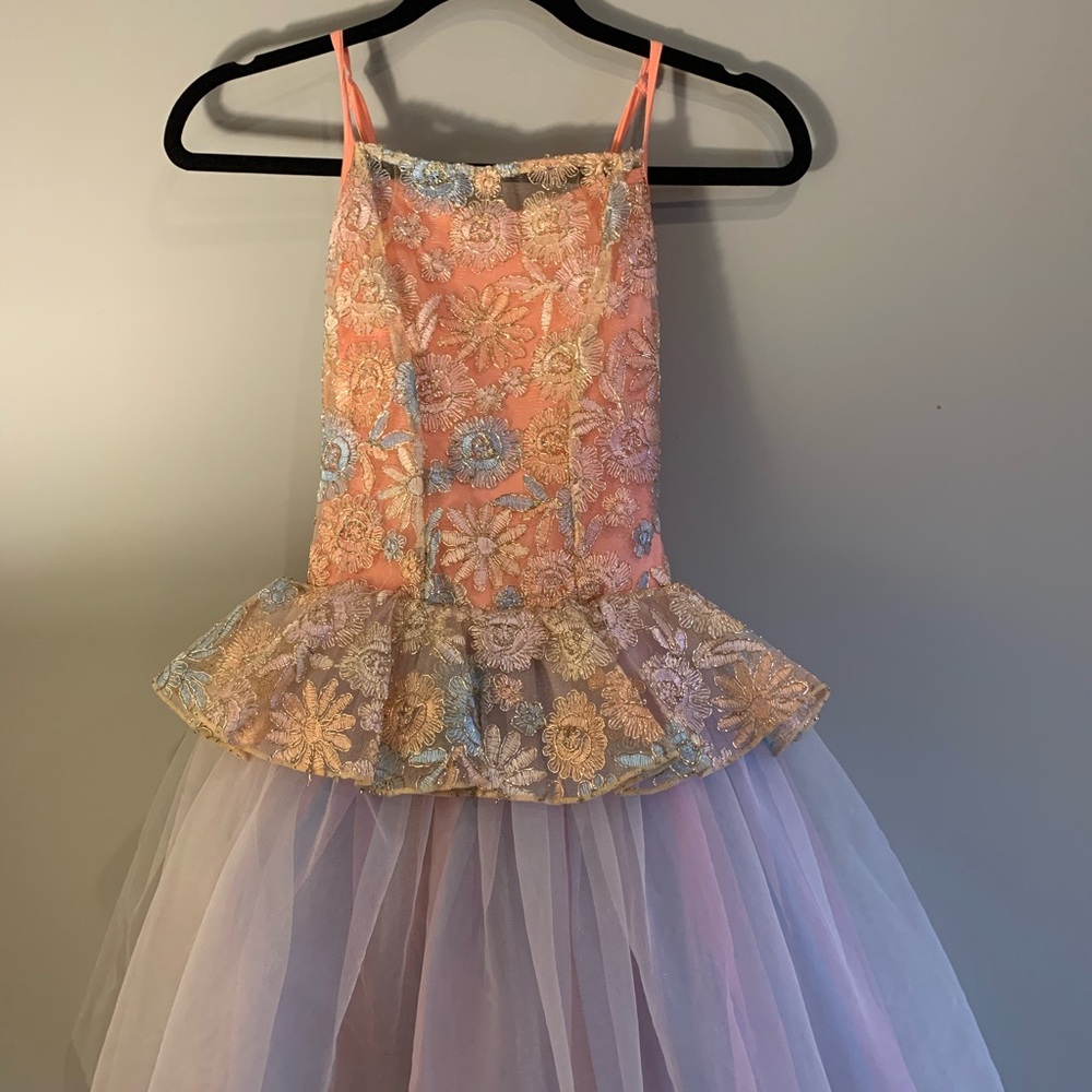 Weissman Peach and Gold Floral Ballet Costume
